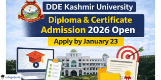 DDE Kashmir University Diploma & Certificate Admission 2026 Open; Apply by January 23